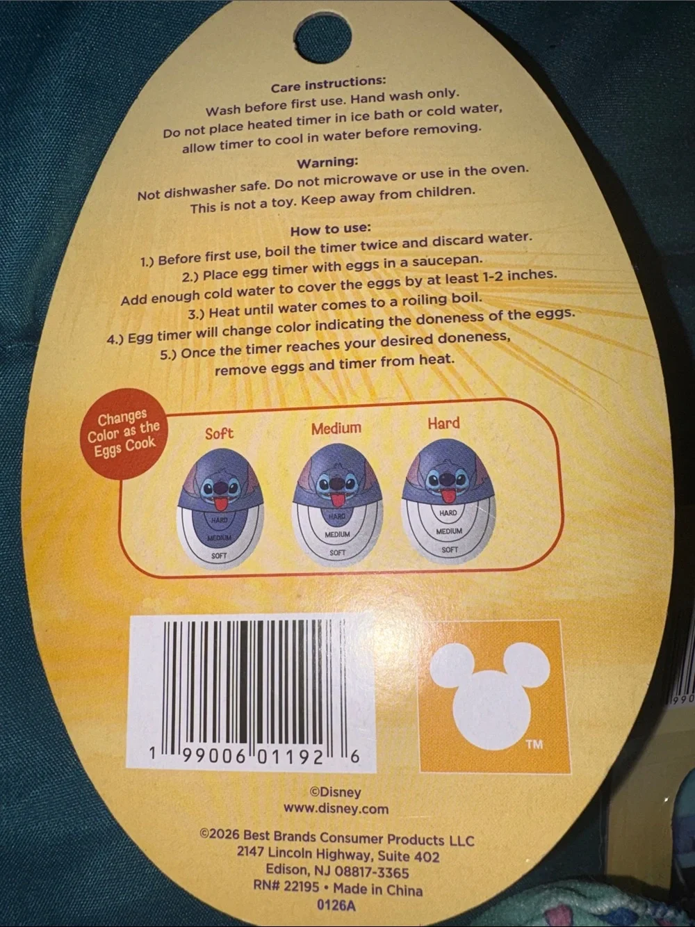 Disney Stitch Egg Timer, Magnetic Clips & Sponge-